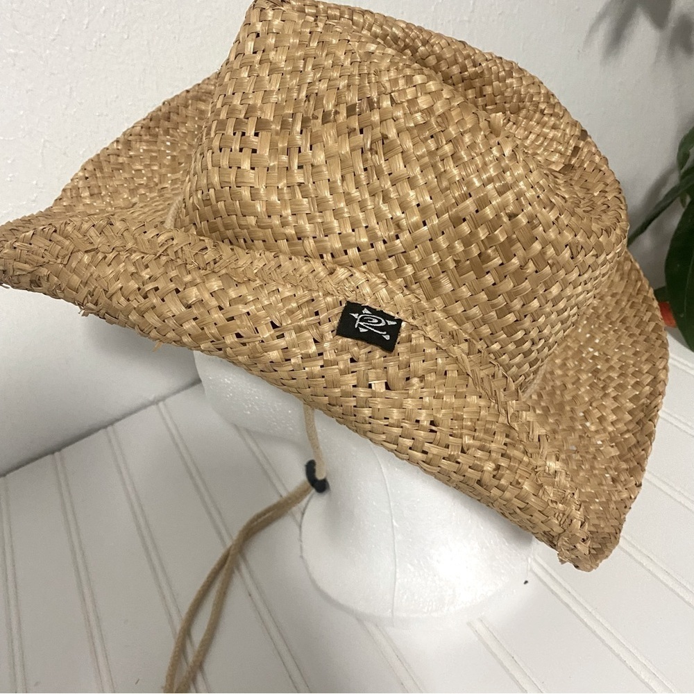 Authentic Brand RACKHAT STRAW with Drawstring Logo Tan (“ Just Add Dirt”) OS - Picture 4 of 5